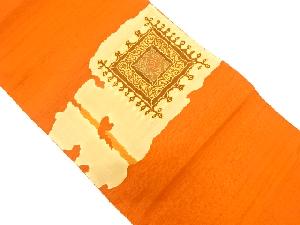 リサイクル　手織り紬更紗模様織り出し名古屋帯